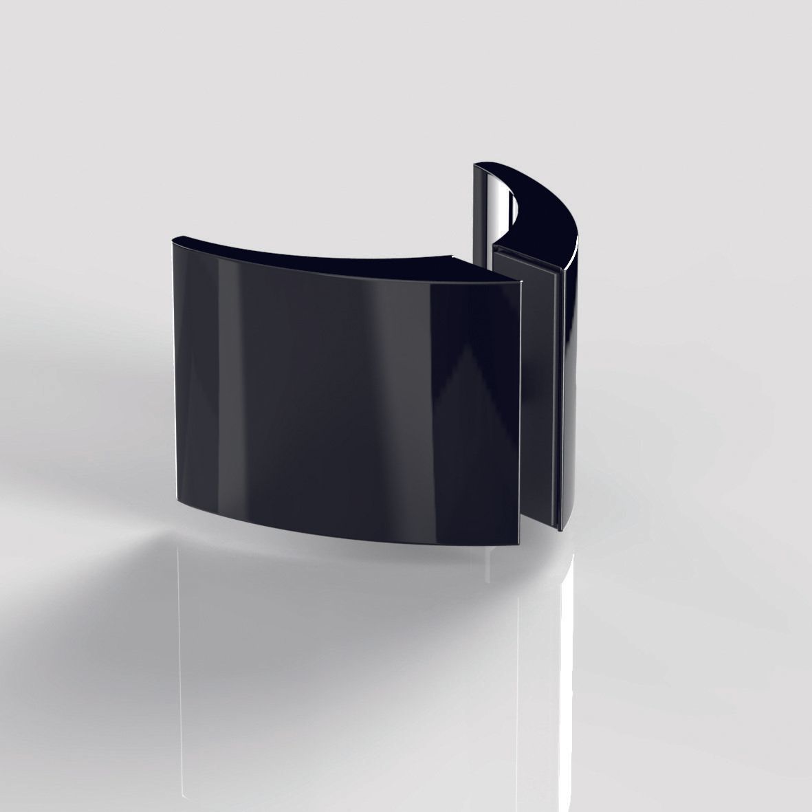 exclusiver Duschtürgriff in schwarz exclusive Glas Duschkabine: dieser beidseitige Griff, halbrund in der Trendfarbe schwarz glanz ist ein echter Hingucker