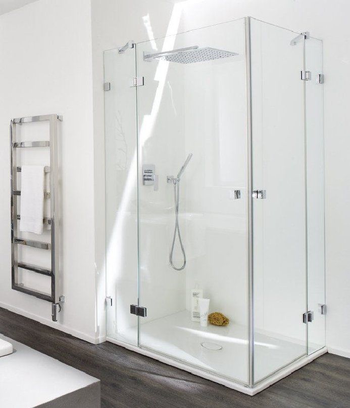 Glasdusche Eckeinstieg Glasdusche mit zwei Pendeltüren und zwei feststehenden Elementen