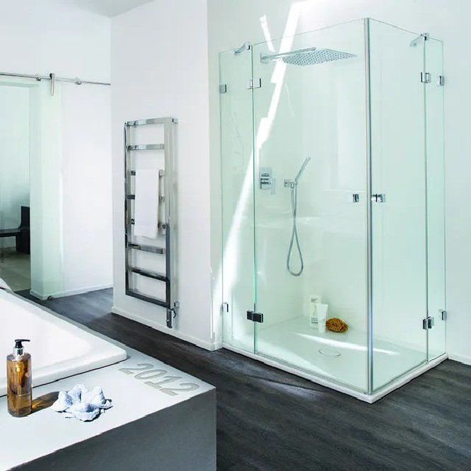 Glasdusche Eckeinstieg kaufen Glasdusche mit zwei Pendeltüren und zwei feststehenden Elementen