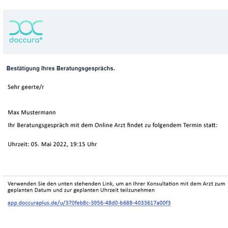3. Bestätigungsmail Terminanfrage