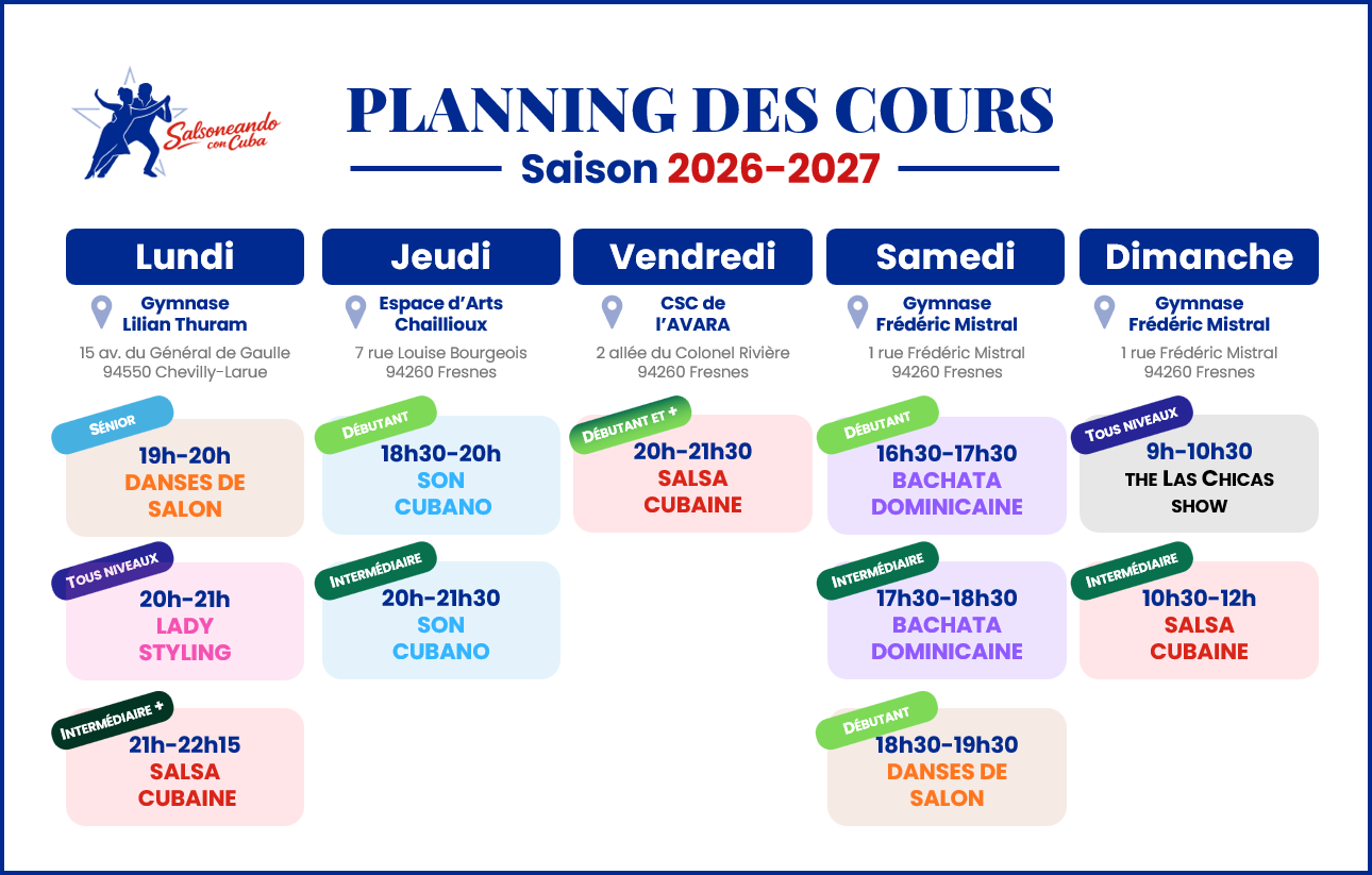 planning 2026-2027 Salsoneando con Cuba