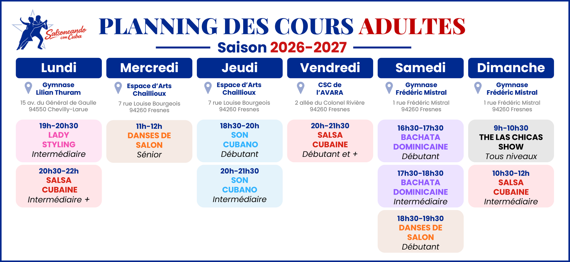 planning 2026-2027 Salsoneando con Cuba