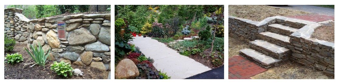 Landscape services and Landscape design Asheville, Retaining walls, Stairs, Design and Install