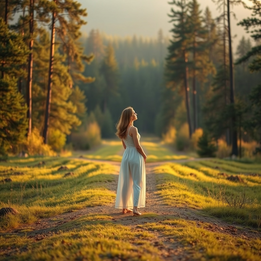 Woman standing at a crossroads of her life