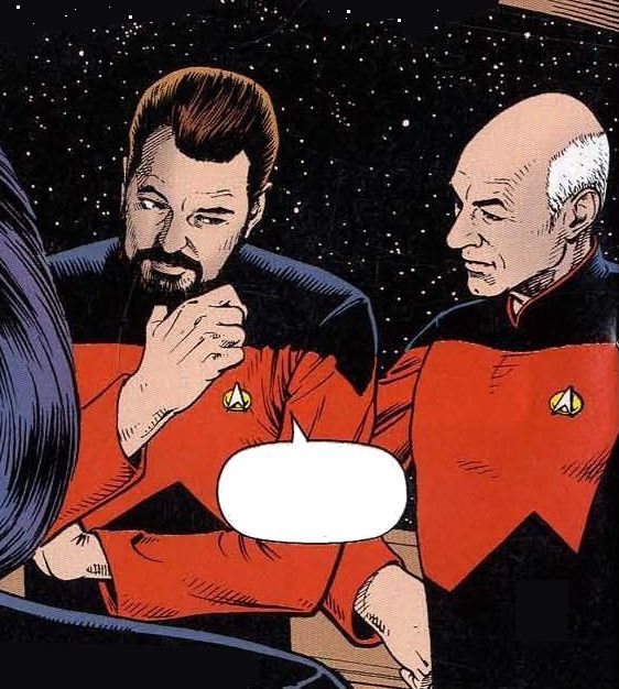 Commander Riker und Captain Picard in Star Trek 5 »Die Wurmlochfalle« (Carlsen)