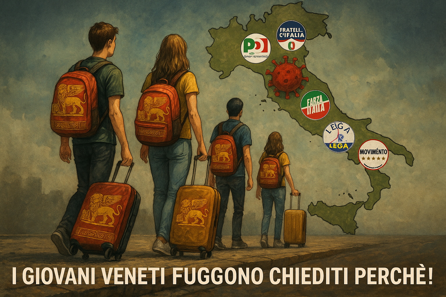Giovani veneti che fuggono a causa dei partiti italiani che non li valorizzano