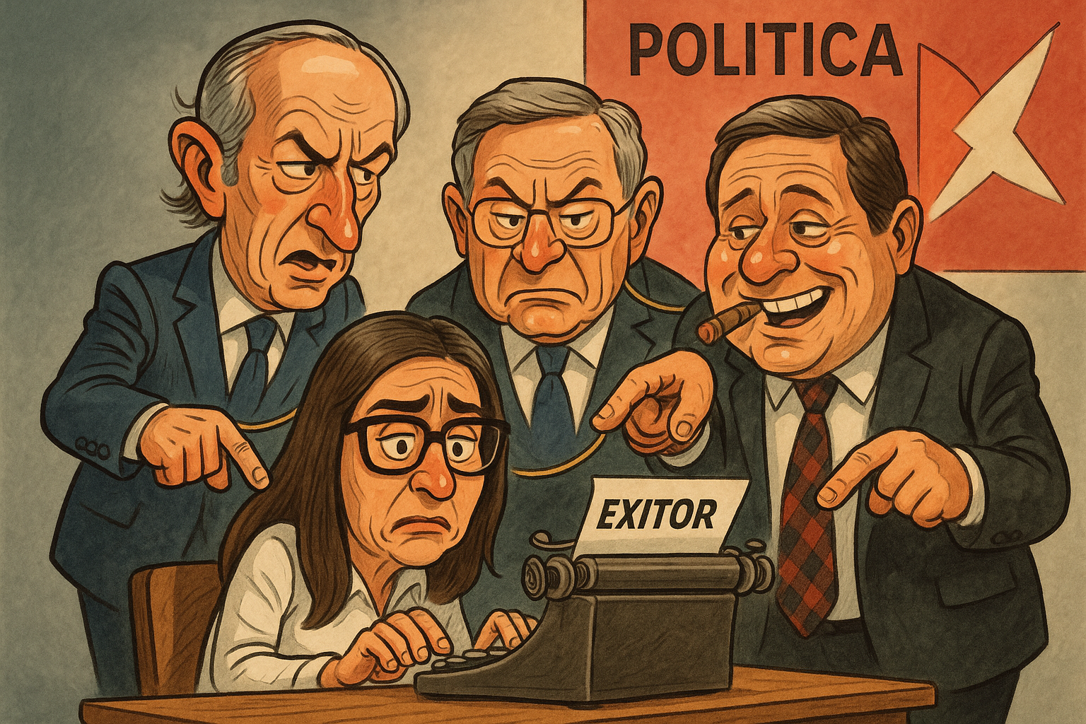 caricatura di alda vanzan, luca zaia, direttore del corriere del veneto