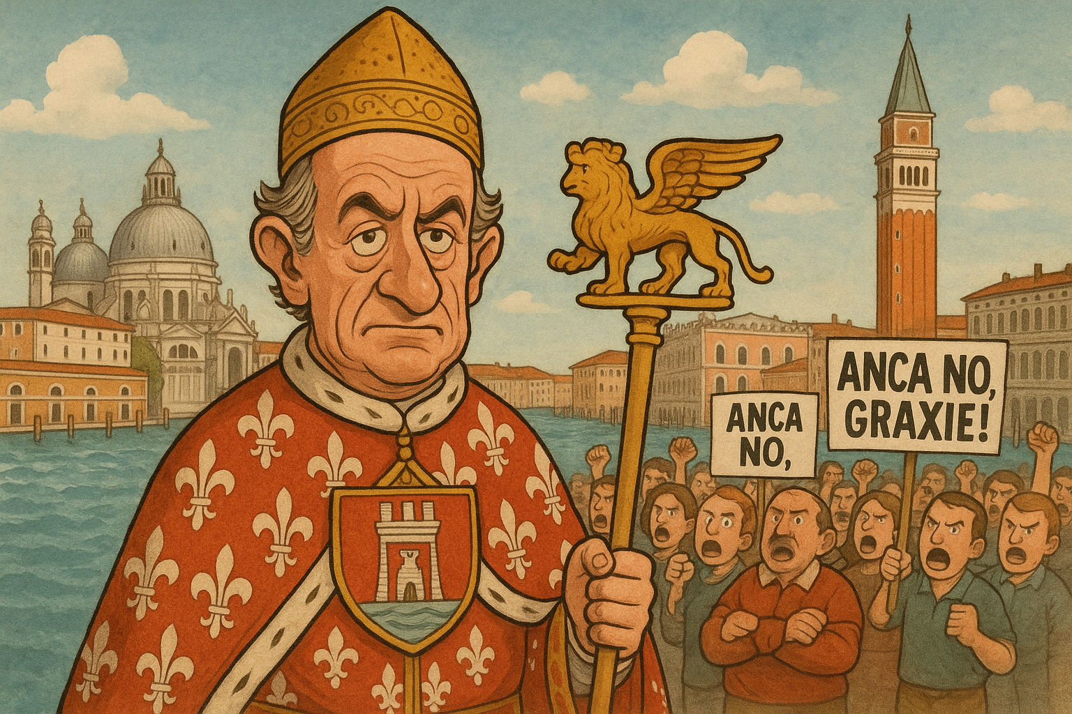 caricatura di luca zaia doge di venezia