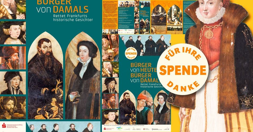 Ausschnitt aus den Ensemble-Elementen für die Spendenaktion, das an mehreren Standorten in Frankfurt (Oder) aufgebaut wurde. Ausschnitt aus den Ensemble-Elementen für die Spendenaktion zur Restaurierung von wertvollen Epitaphen.