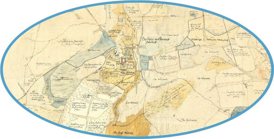 Historische Karte als Fotogroßdruck für Messefußbodenfläche Fußboden der Sonderfläche zur ITB (Bildmontage aus historischen Fotos)  zur ITB im Vorfeld der Ersten Brandenburgischen Landesausstellung »Preußen und Sachsen. Szenen einer Nachbarschaft«