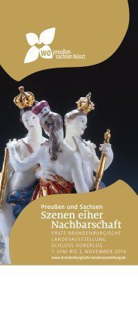 Stelengrafik  (Vorderseite)  zur Sonderfläche zur Internationalen Tourismusbörse (ITB) im Vorfeld der Ersten Brandenburgischen Landesausstellung »Preußen und Sachsen. Szenen einer Nachbarschaft« Stele (Vorderseite)  zur Sonderfläche zur Internationalen Tourismusbörse (ITB) im Vorfeld der Ersten Brandenburgischen Landesausstellung »Preußen und Sachsen. Szenen einer Nachbarschaft«