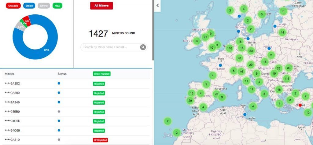 Mapa de antenas de GeodNet Así es la consola donde se puede hacer seguimiento de las antenas de GeodNet instaladas en el mundo.