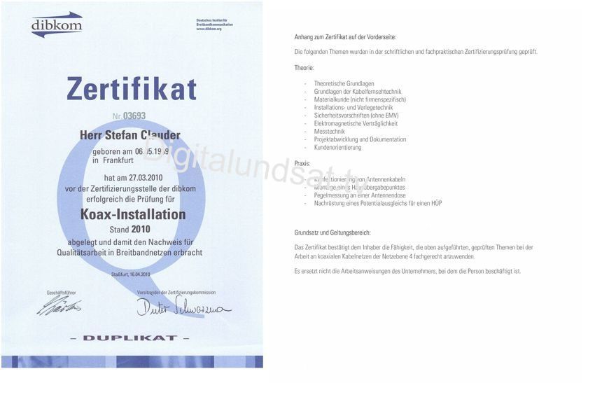 Dibkom Zertifikat