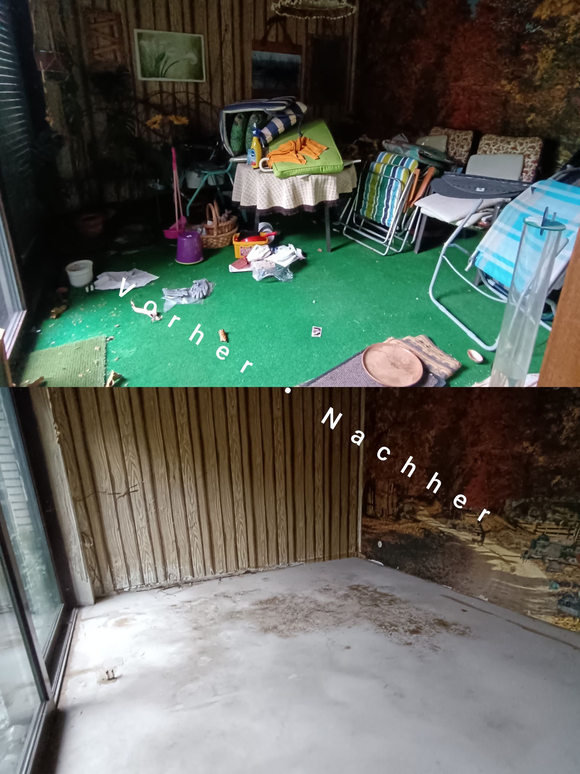 Vorher/Nachher: Wintergarten in Minden entrümpelt