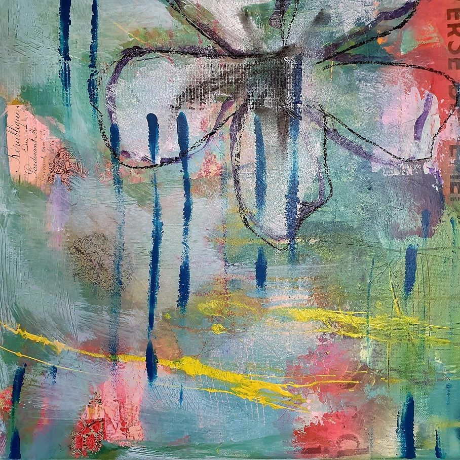 Buy me flowers 3 | Abstract Collage Painting | Sabine Gauch Mixed Media