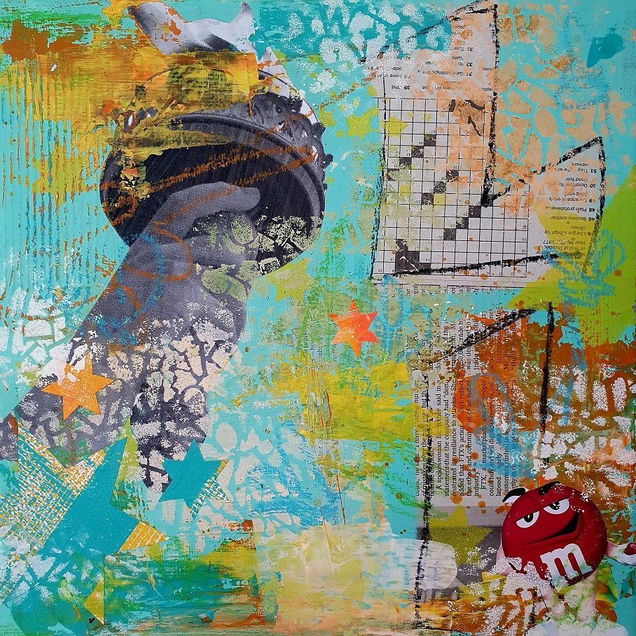 Lady Liberty Triptichon Teil 1 | Sabine Gauch Mixed Media Art