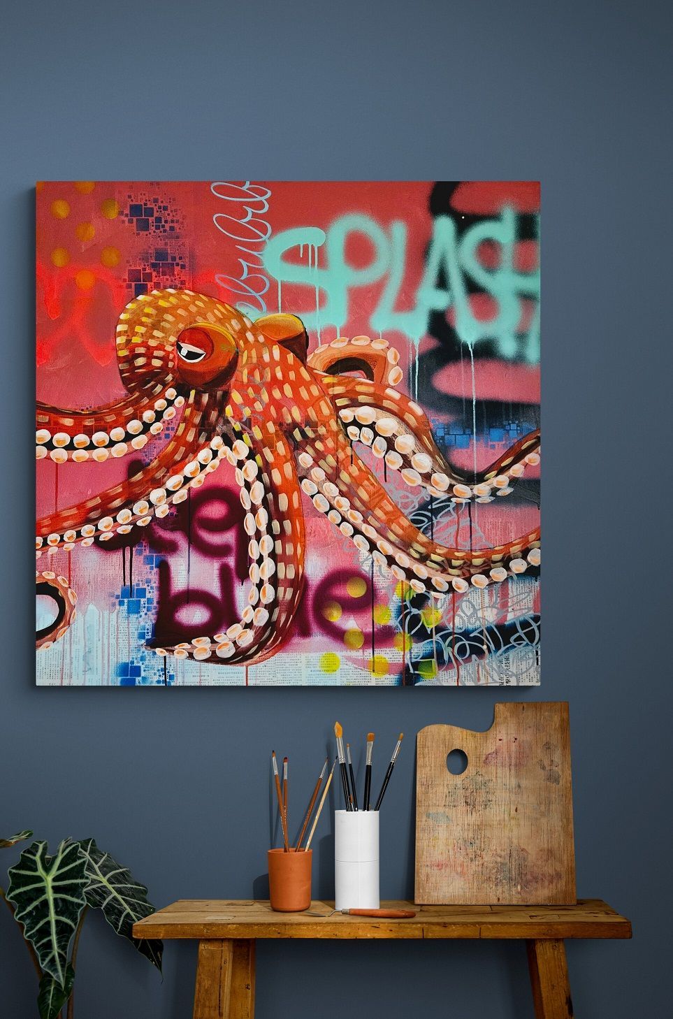 Otto der Oktopus in einem Wohnambiente