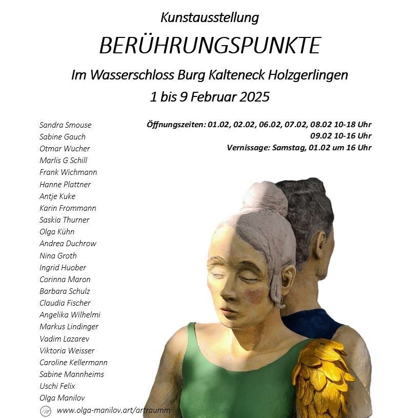 Plakat der Kunstausstellung Berührungspunkte im Wasserschloss Burg Kalteneck in Holzgerlingen