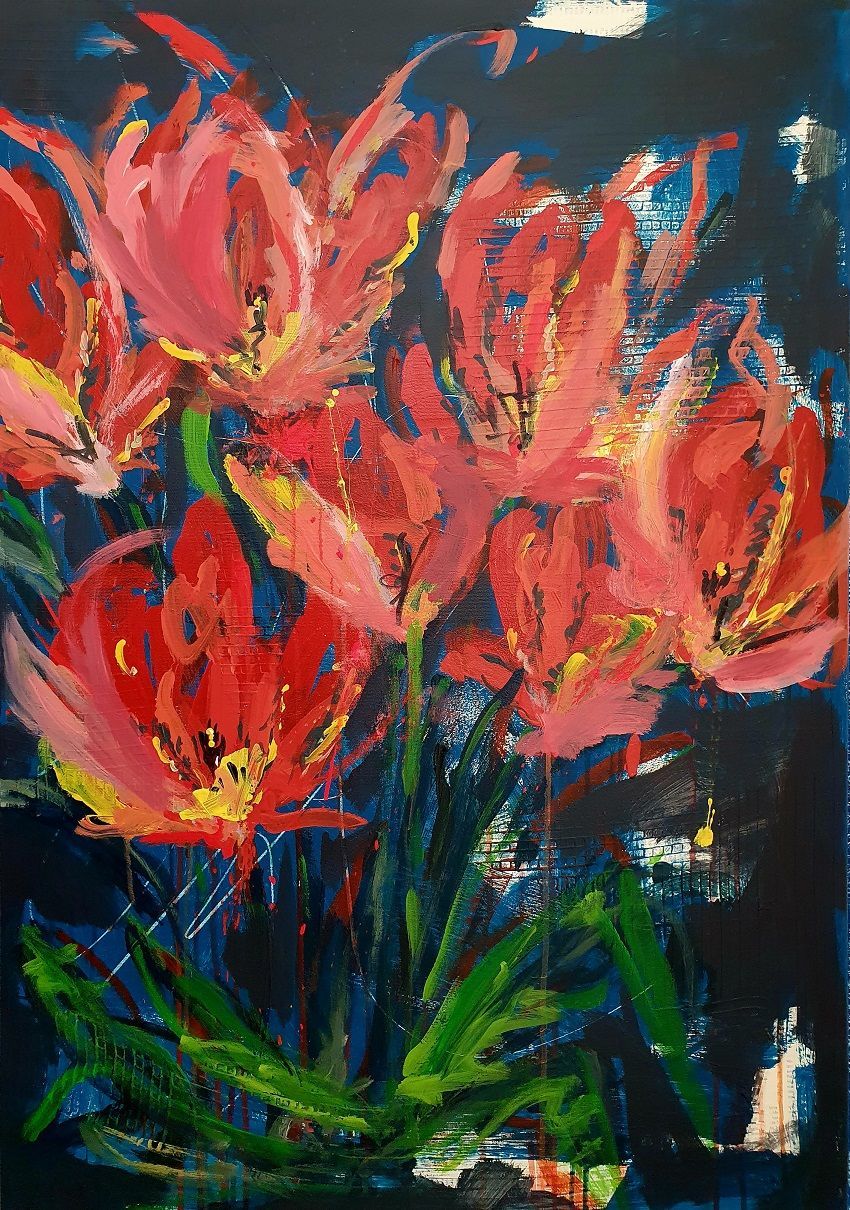Red Tulips 1 | Sabine Gauch Mixed Media