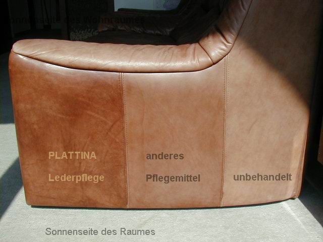 PLATTINA - Lederpflege Wirkung und Ergebnisse ! Ledermöbel mit PLATTINA gepflegt.