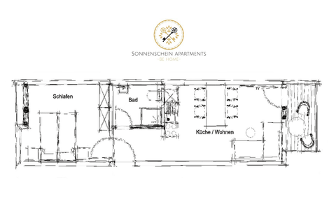 Der Grundriss unseres Sonnenschein Apartments Grundriss Sonnenschein Apartment