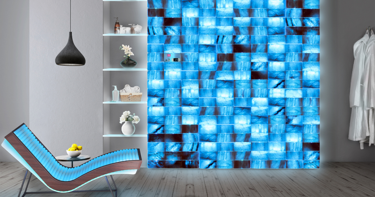 parete di sale riscaldata con cicli di colore