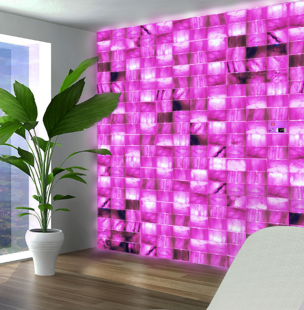 parete di sale riscaldata con cicli di colore