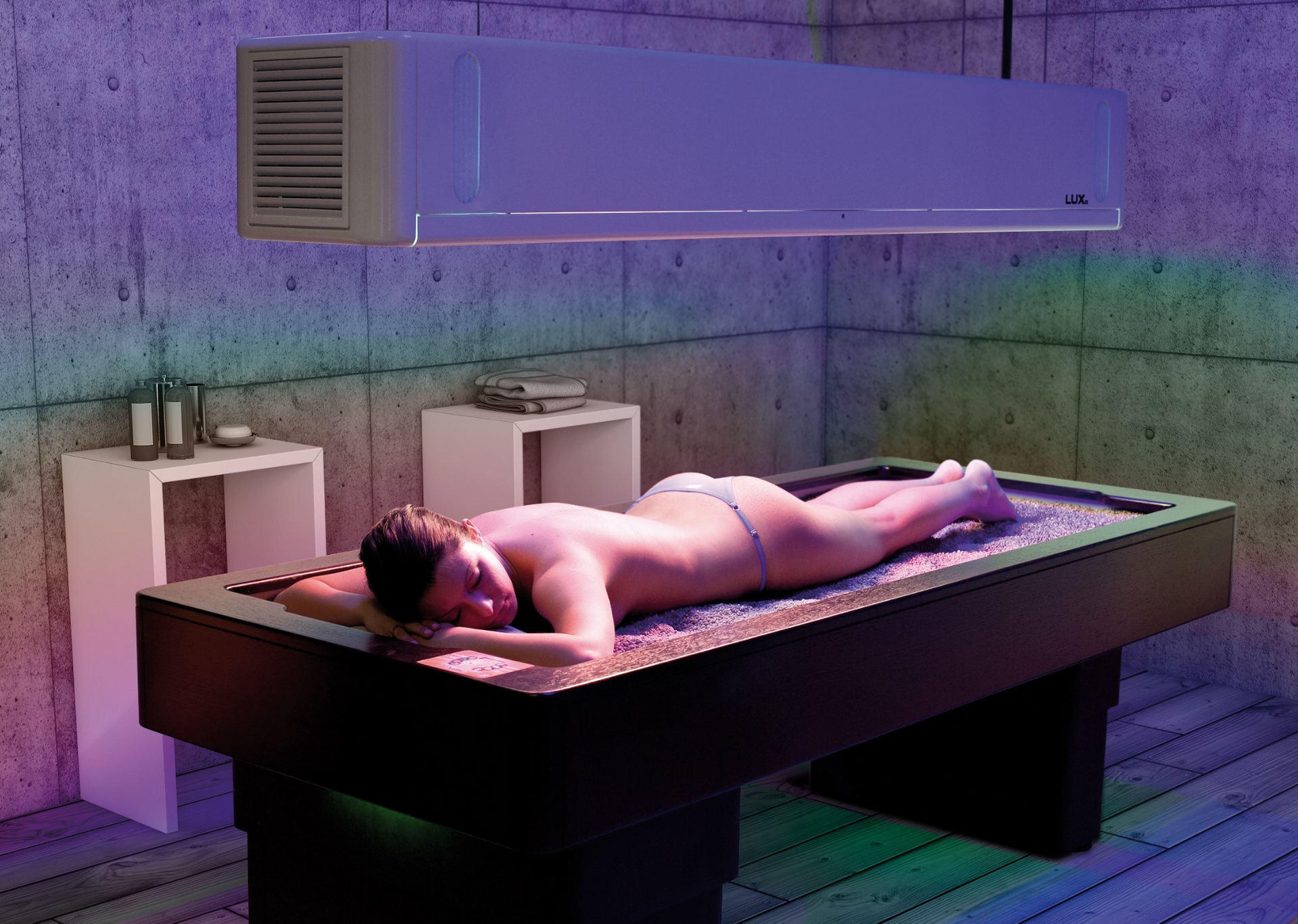 lettino multifunzione, sabbia di quarzo, lettino ad acqua, lettino al sale, sale rosa dell'himalaya, lettino riscaldato