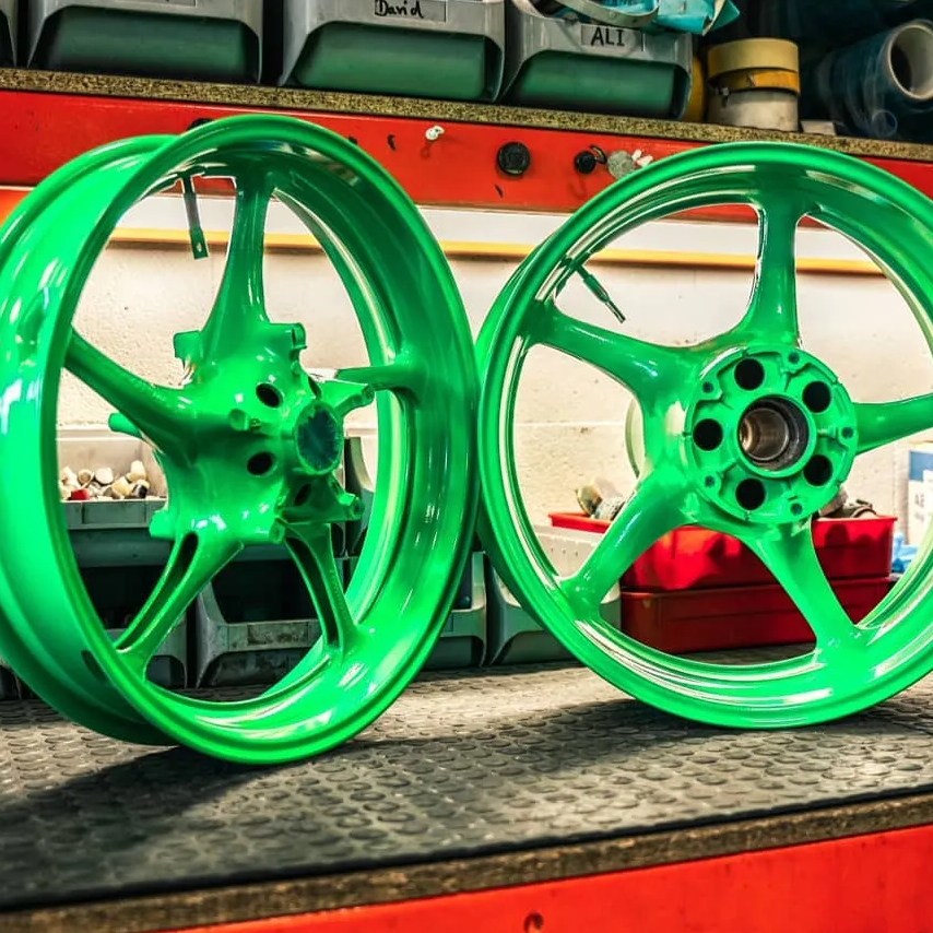 Yamaha Motorrad Felgen Neon Grün Pulverbeschichtet
