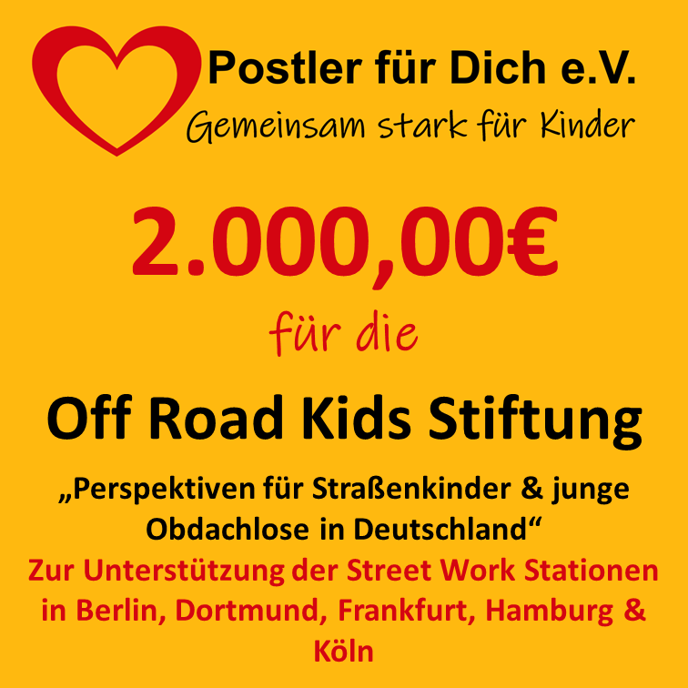 Postler für Dich e.V. spendet 2000 Euro an die Offroad Kids Stiftung