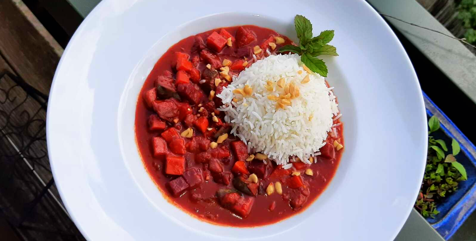 Reisgericht mit Süßkartoffeln