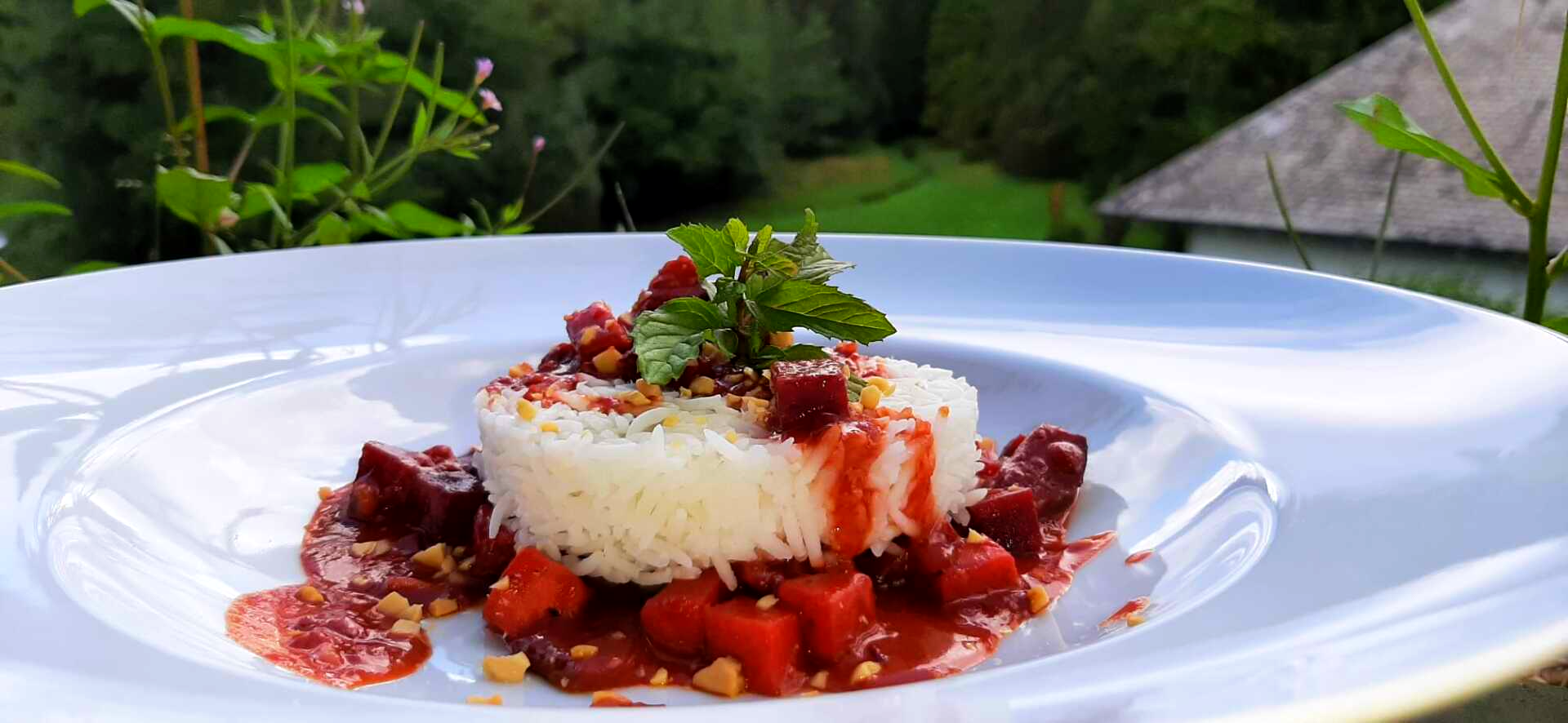 Reis mit Curry aus Rote Bete und Süßkartoffel