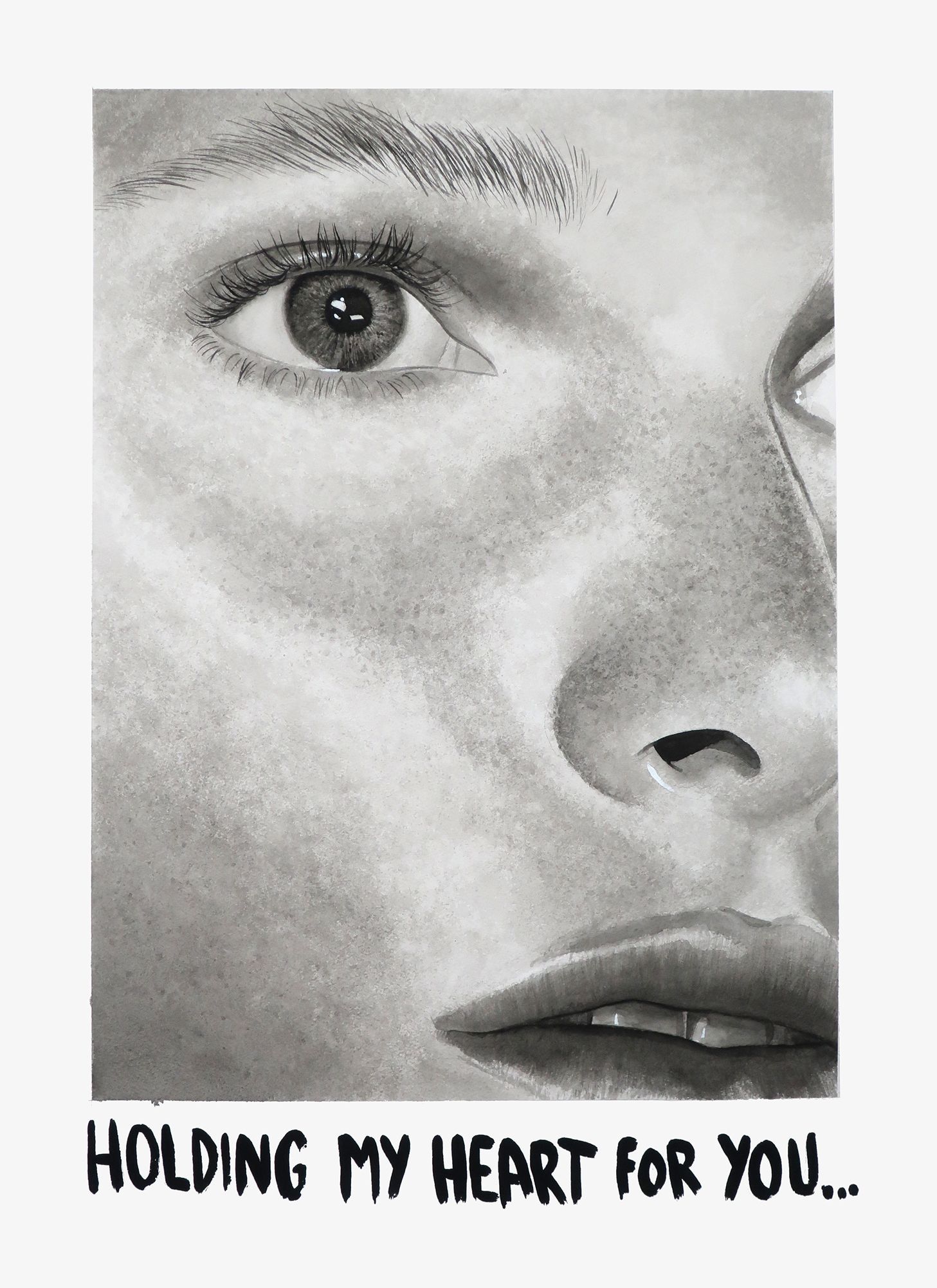 Léo Dorfner All I Want Watercolor on paper 140 x 110 cm (55.1 Holding my heart for you - Watercolor on paper by Léo Dorfner