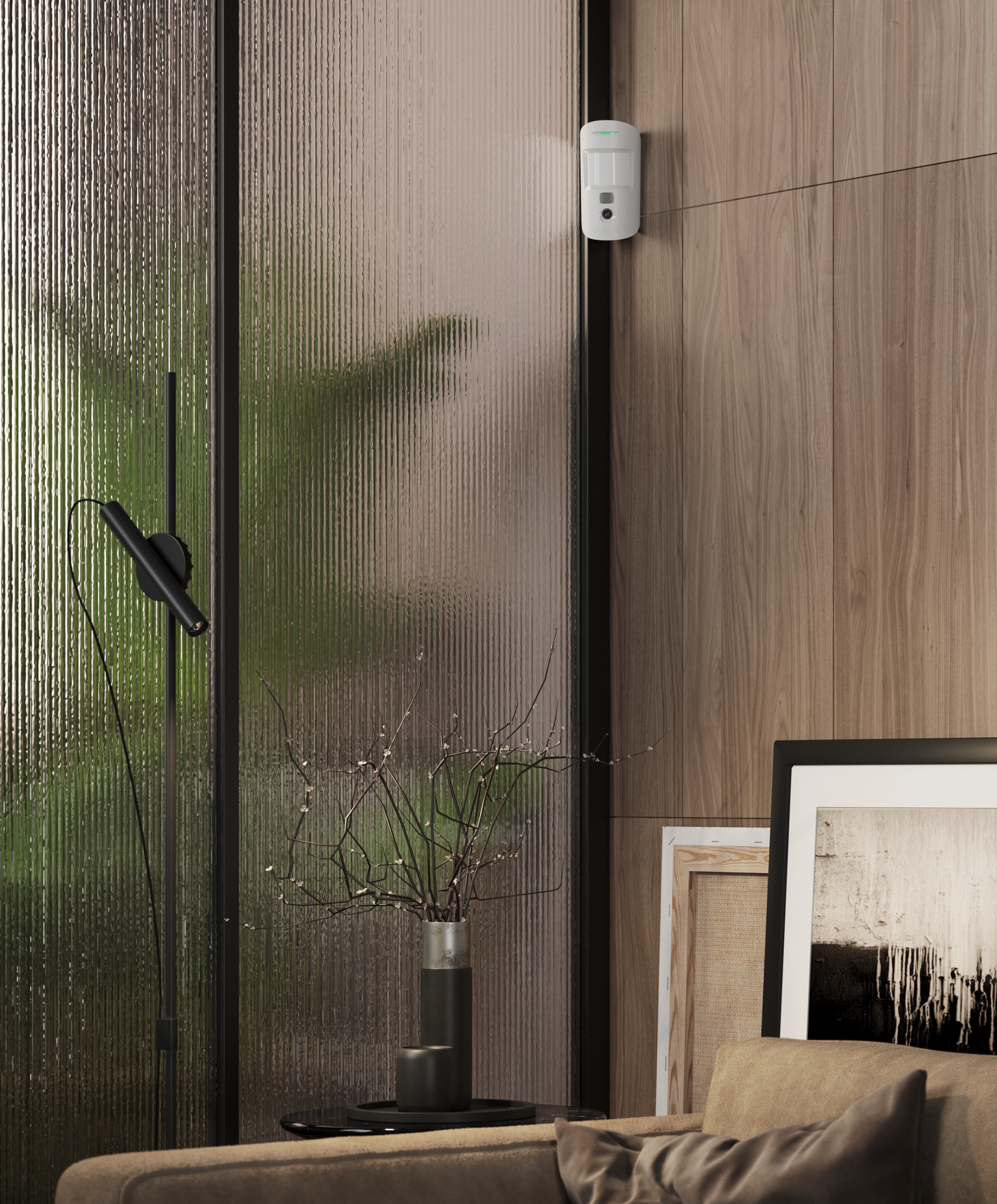 Ajax motion cam sensor in living room of home