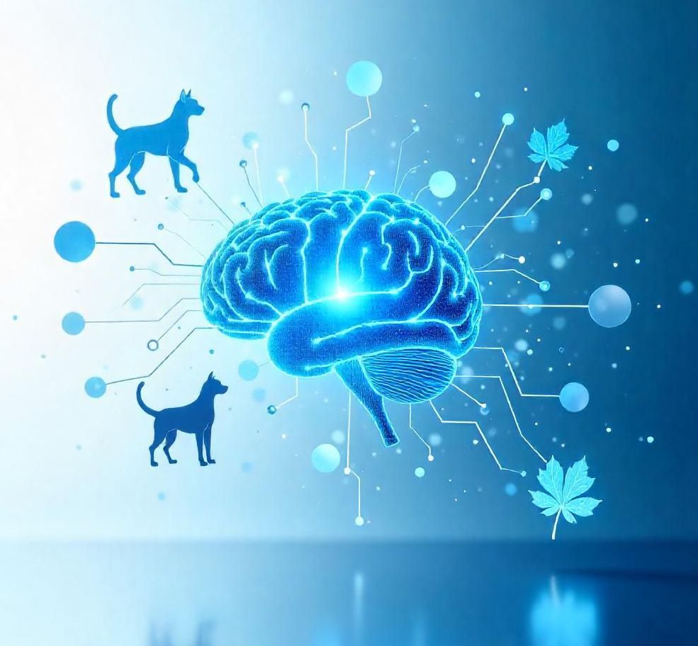Pets, leaf surrounding smart brain