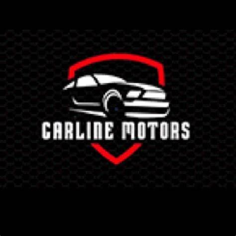 Carline Motors logo with a car icon inside a red shield against a black honeycomb background.