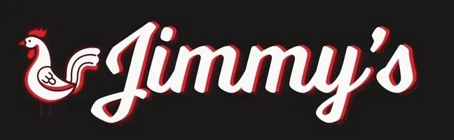 Jimmys text in white with black background