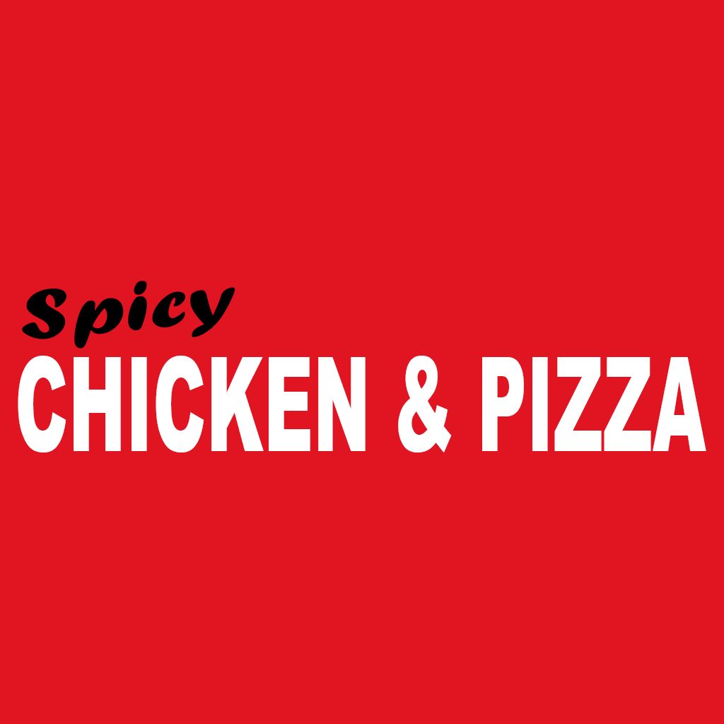 Spicy chicken and pizza Luton logo with red background