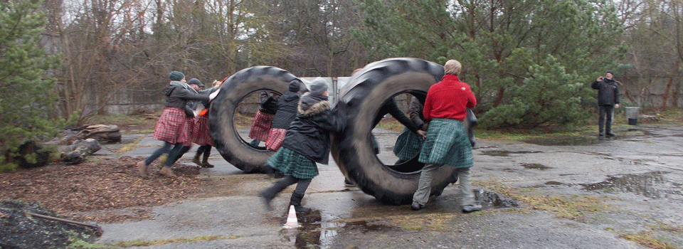 Highland Games Traktor Reifen Teamwork