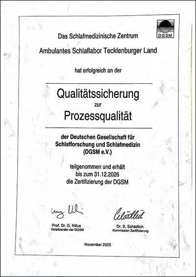 Zertifikat Akkreditierungsverfahren der DGSM Zertifikat Akkreditierungsverfahren der DGSM