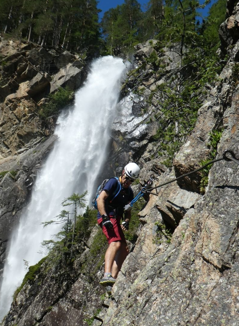 Jubiläumsklettersteig Lehner Wasserfall.