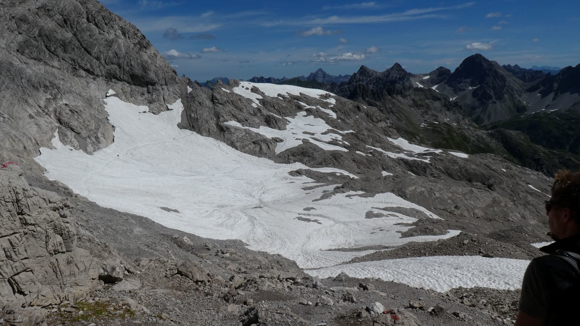 Der arg mitgenommene, einzige Gletscher der Allgäuer Alpen 