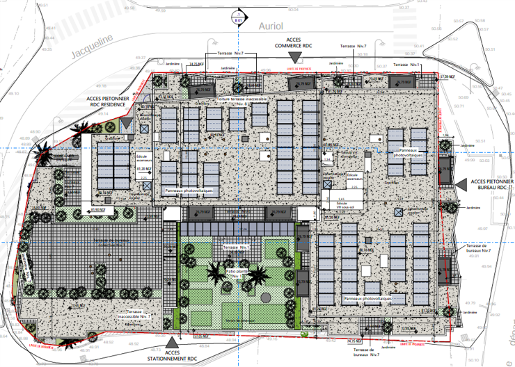 plan de masse bureau 43°5° vu exterieur