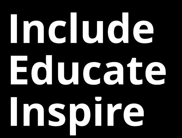 Black logo reading INCLUDE EDUCATE INSPIRE