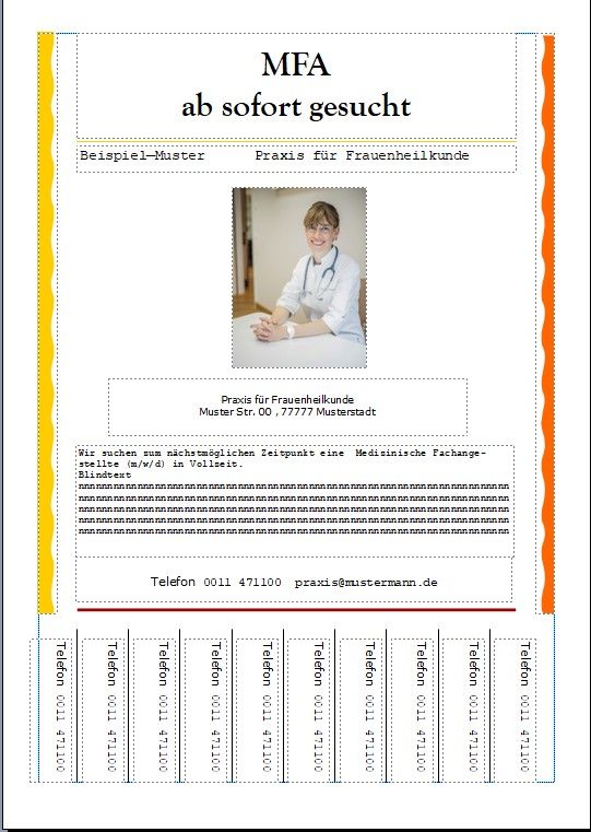 Aushang in Praxis zur Unterstüzung Personalsuche Muster Aushang Arztpraxis