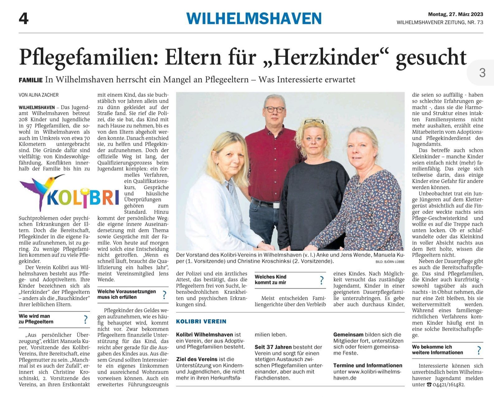 Bericht der WZ vom 27. März 2023