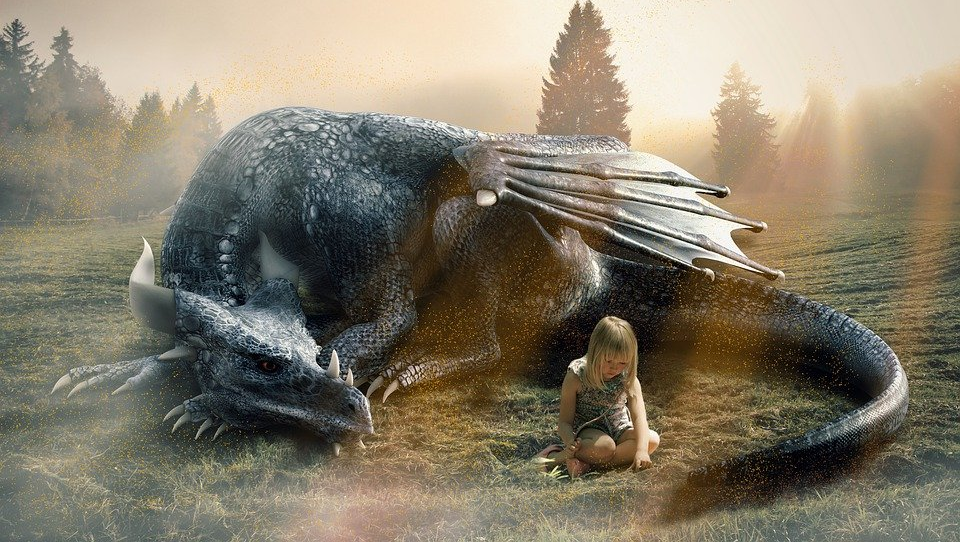 Amar. Dragón y niña