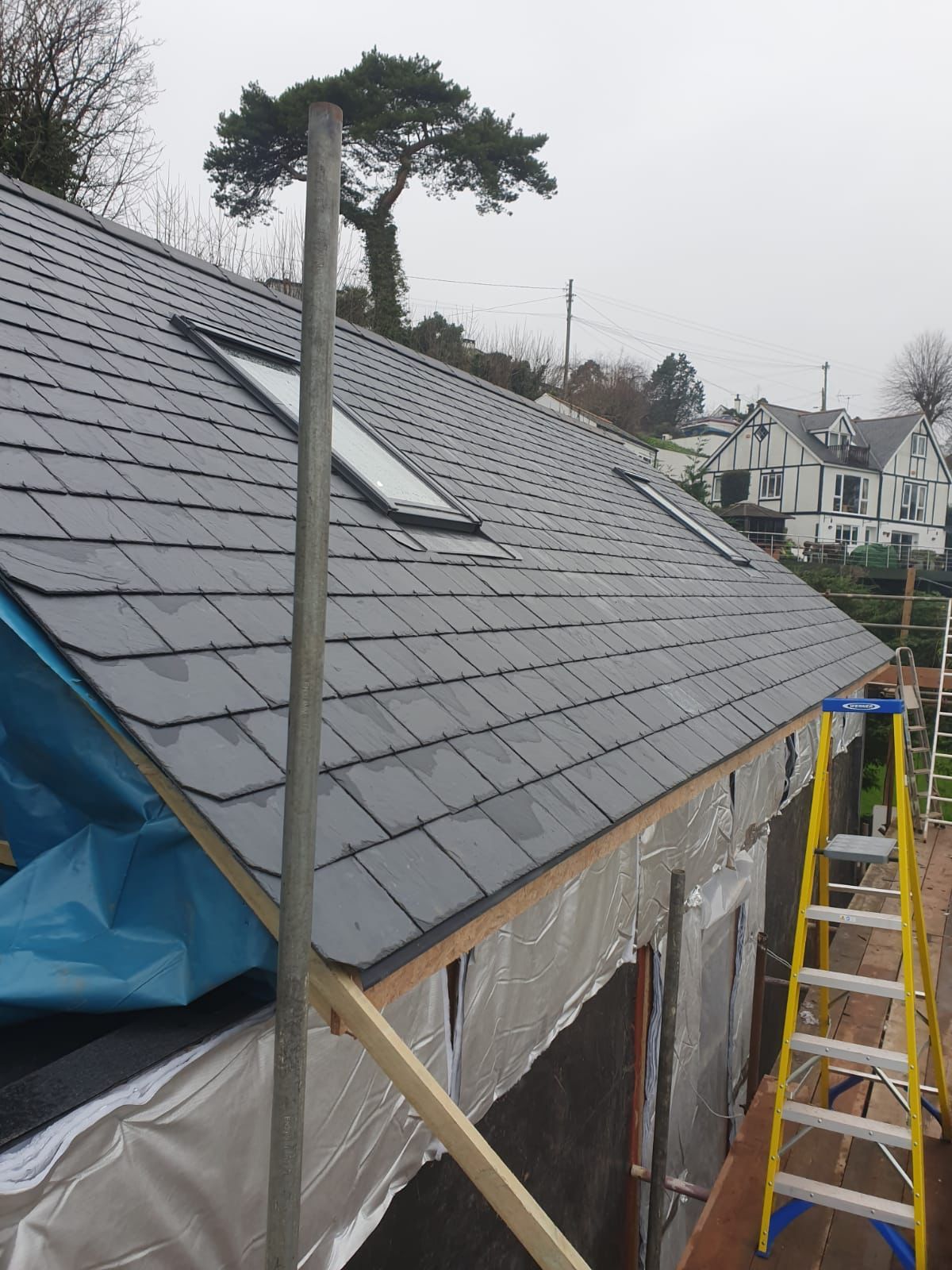 Finished pitched roof renovation on residential home in Exeter