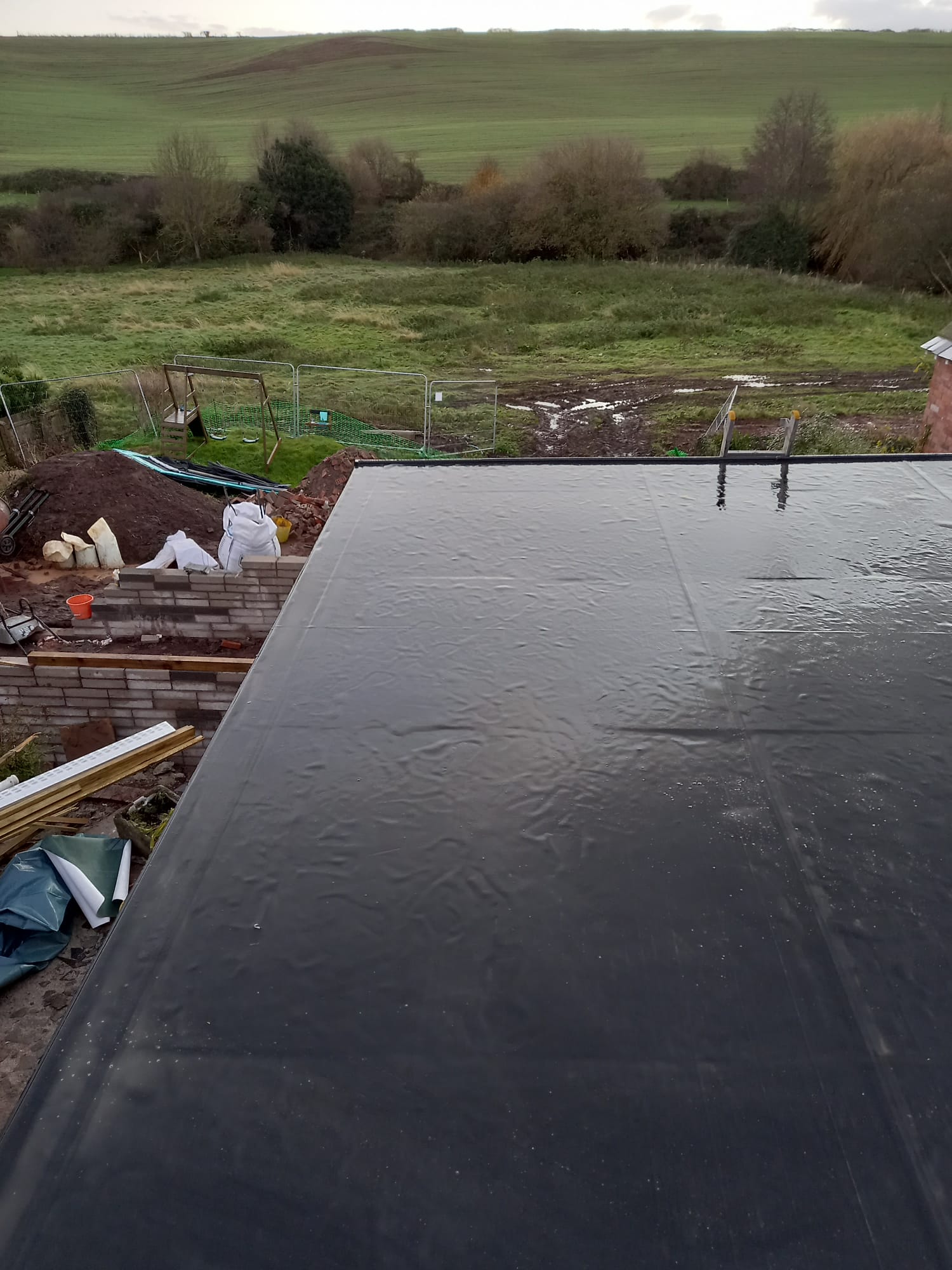 Newly completed flat roof installation by flat roofers in Exeter