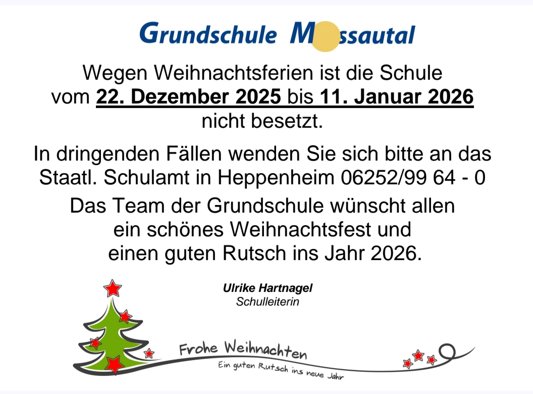 Weihnachtsferien 2025